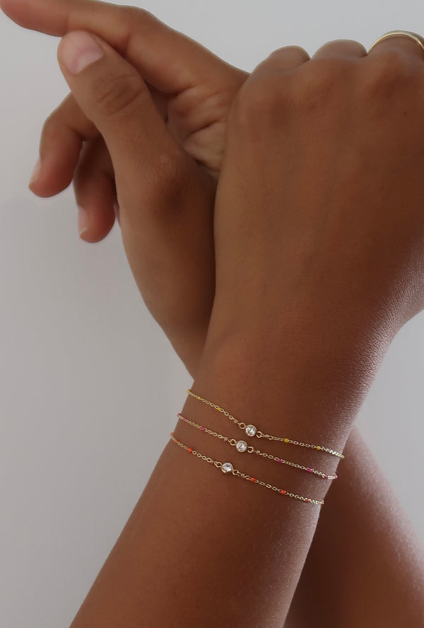 Enamel Bracelet with CZ